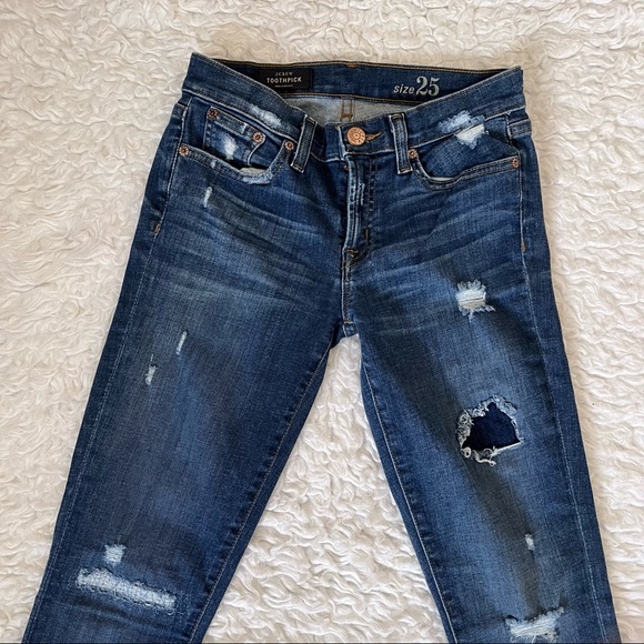 J.Crew toothpick skinny distressed jeans, size 25 - Picture 2 of 9